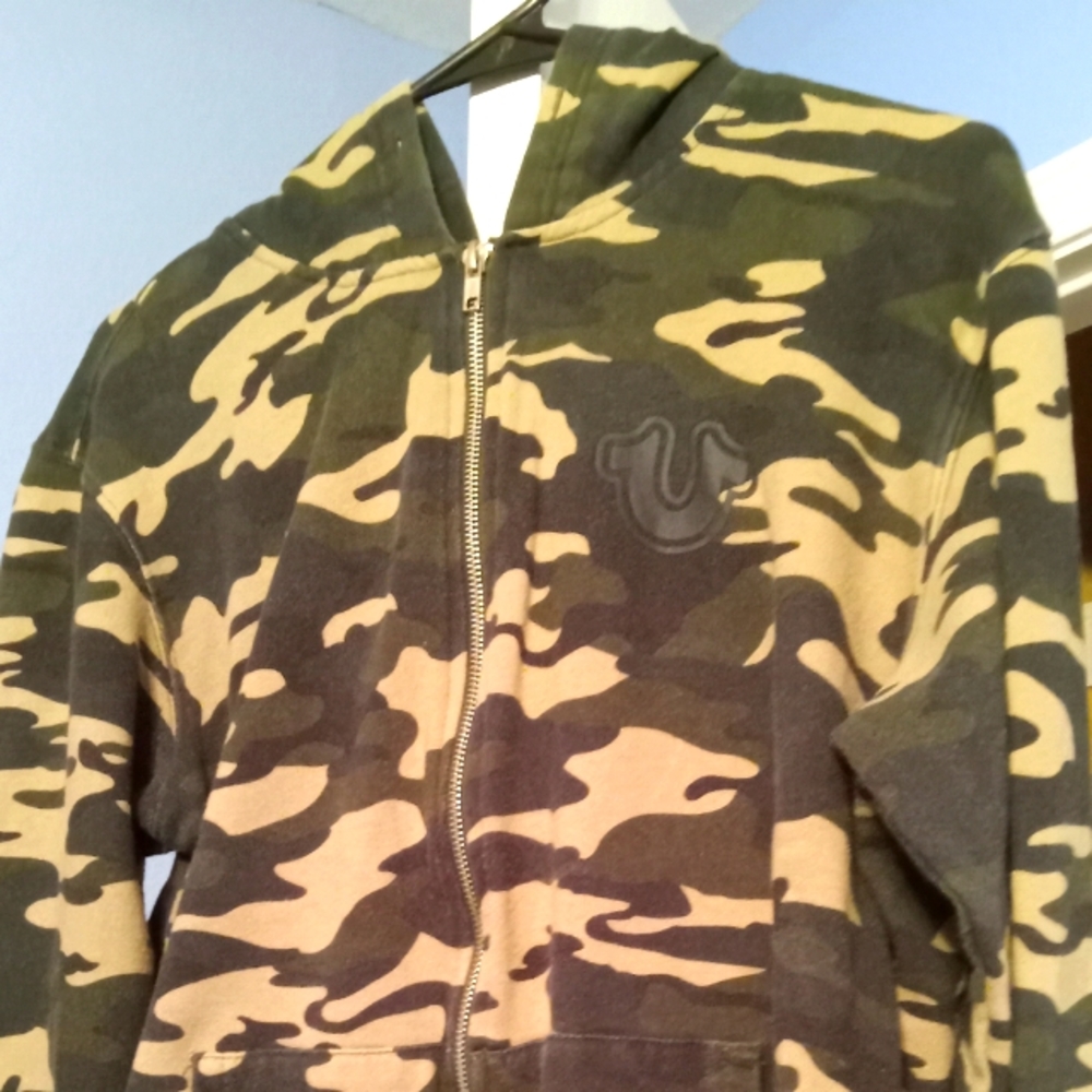 Tru religion Zipp up hoody CAMOFLAGE WOMEN'S size L / fits more like medium